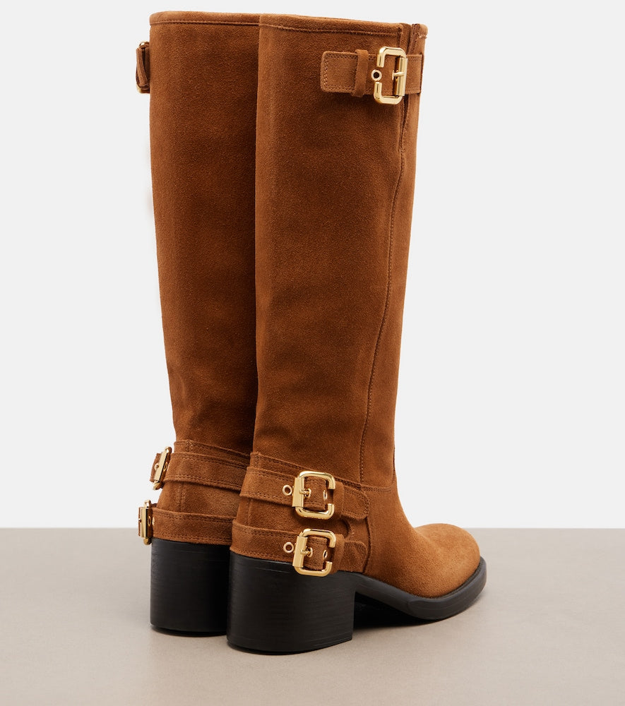 Brown Chloe Dakota suede biker boots - Knee-high Boots