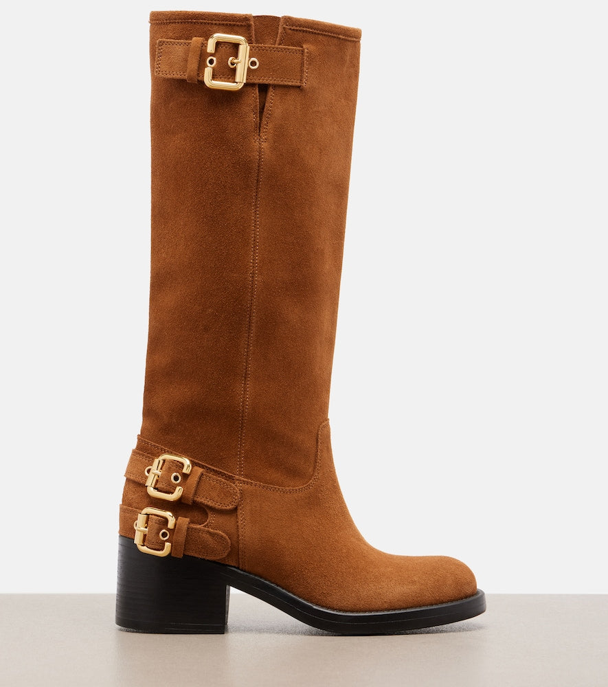 Brown Chloe Dakota suede biker boots - Knee-high Boots