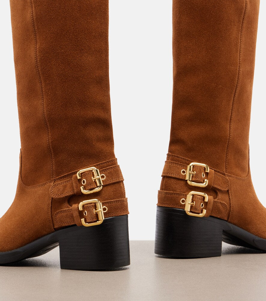 Brown Chloe Dakota suede biker boots - Knee-high Boots