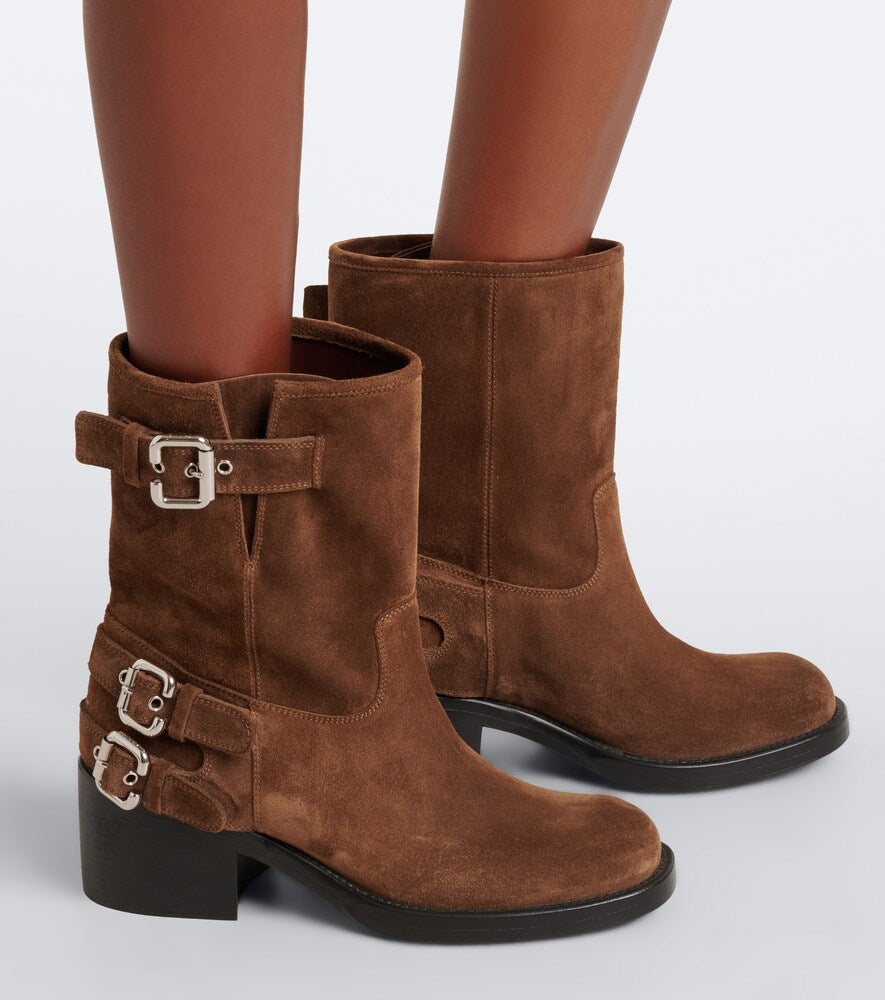 Chloe Dakota suede biker boots in Brown - Mid Heels