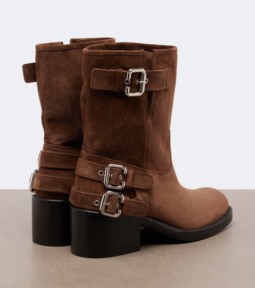 Chloe Dakota suede biker boots in Brown - Mid Heels