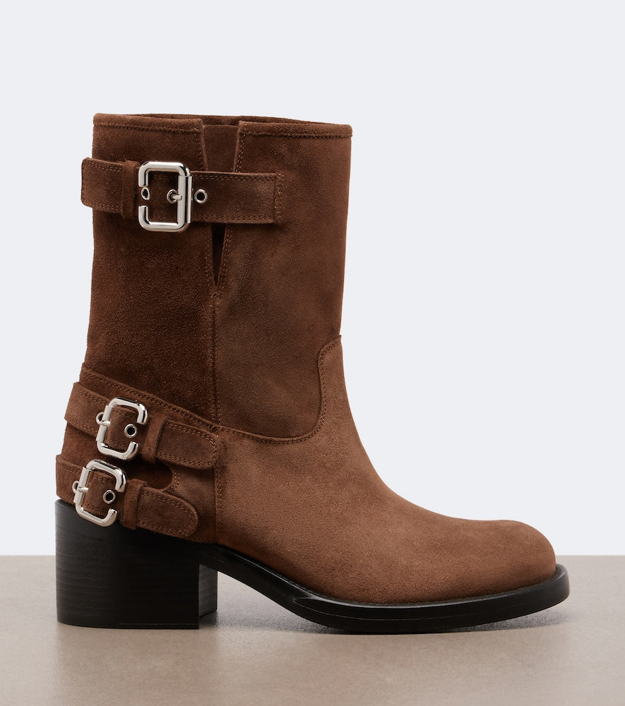 Chloe Dakota suede biker boots in Brown - Mid Heels