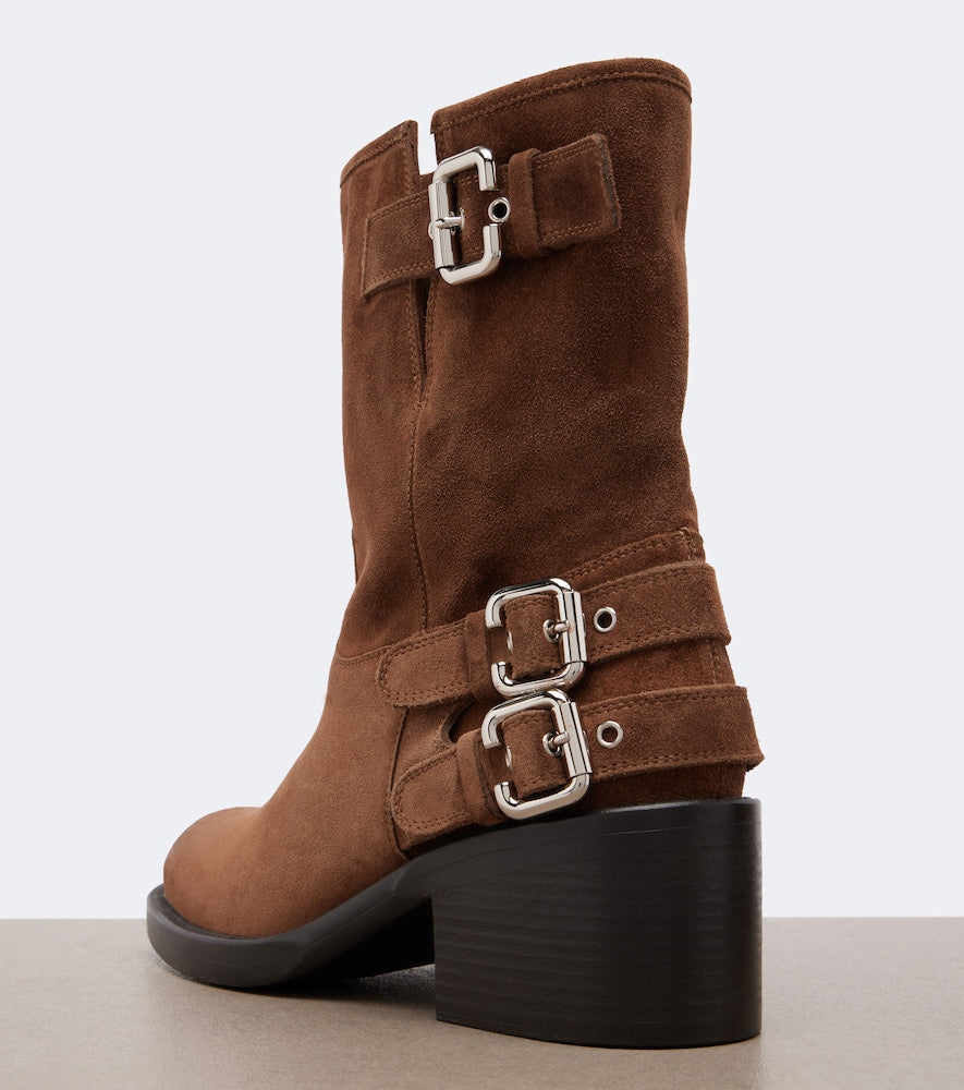 Chloe Dakota suede biker boots in Brown - Mid Heels
