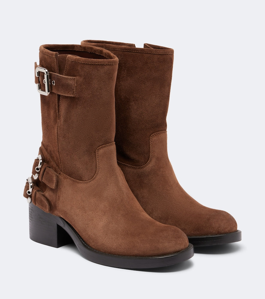 Chloe Dakota suede biker boots in Brown - Mid Heels