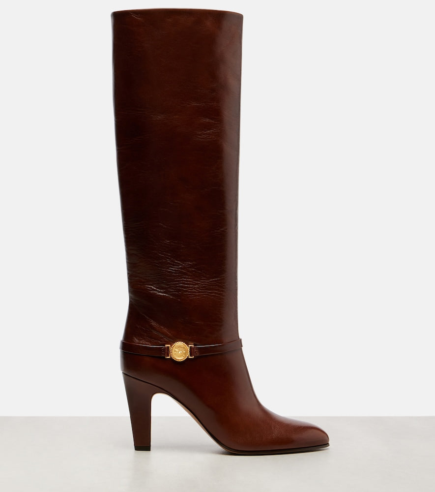Chloe Eve 85 leather knee-high boots - Brown High Heels
