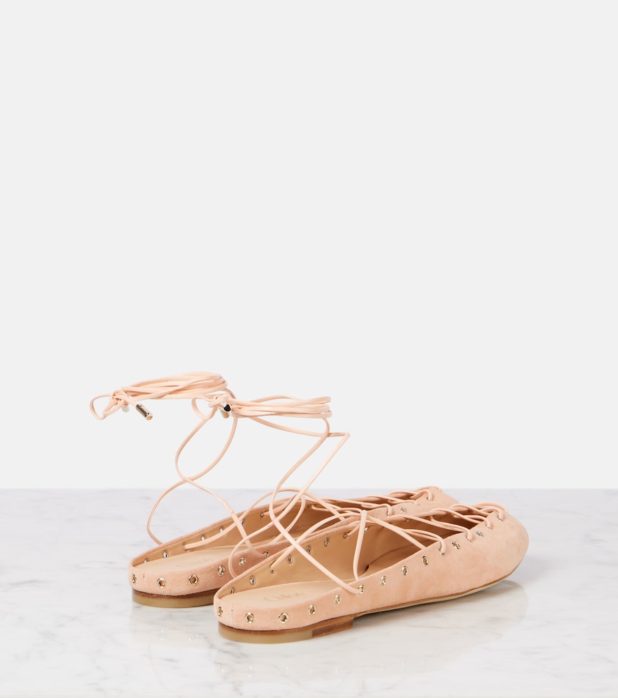 Chloe Ghillies suede flats - Pink Ballerina Flats