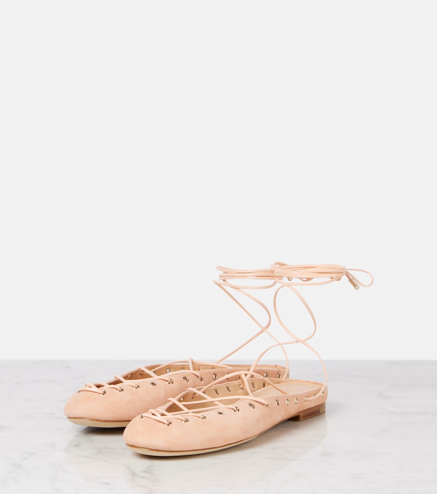 Chloe Ghillies suede flats - Pink Ballerina Flats