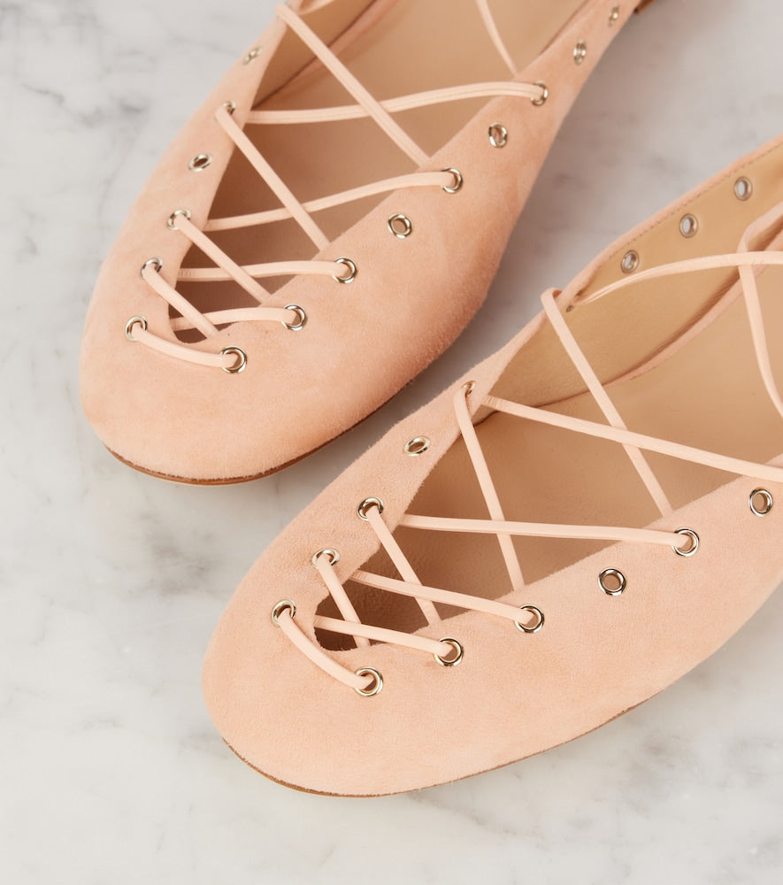 Chloe Ghillies suede flats - Pink Ballerina Flats