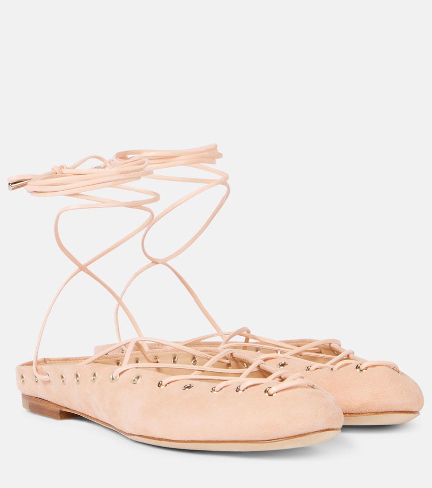 Chloe Ghillies suede flats - Pink Ballerina Flats