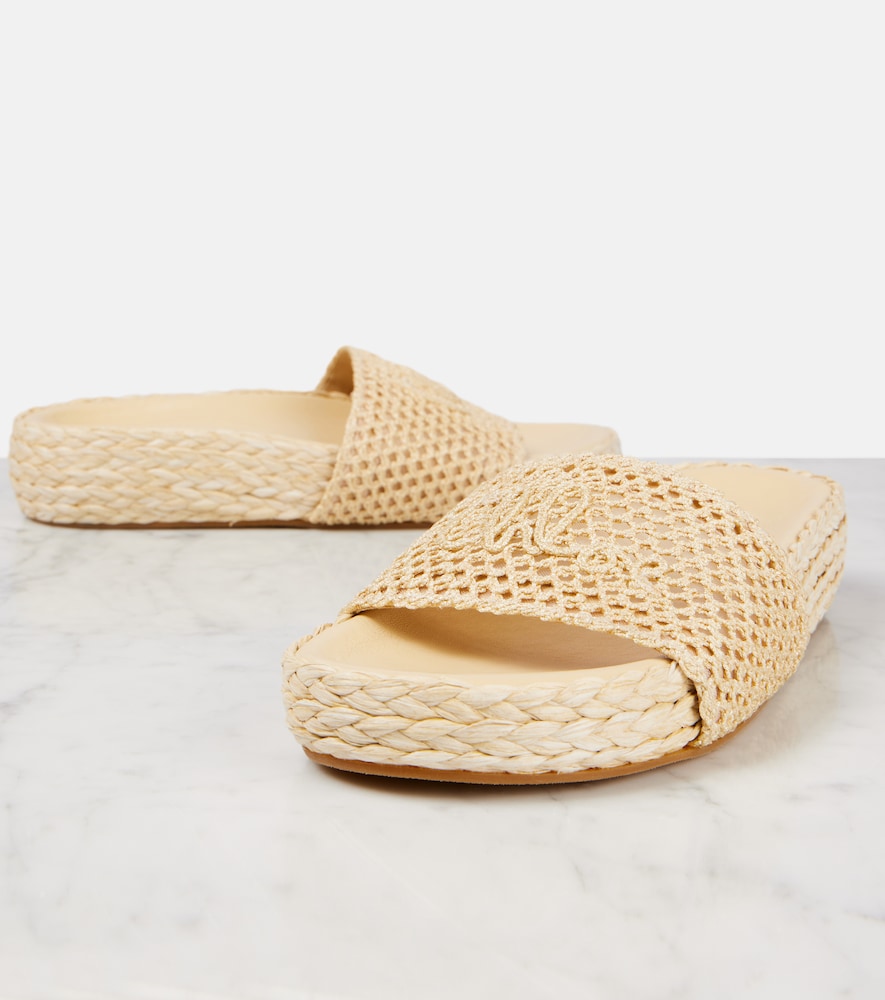 Chloe Isla raffia-effect slides in Beige - Flat Sandals