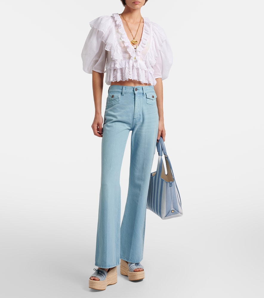 Chloe Isla striped canvas espadrille wedges in Blue - High Espadrilles