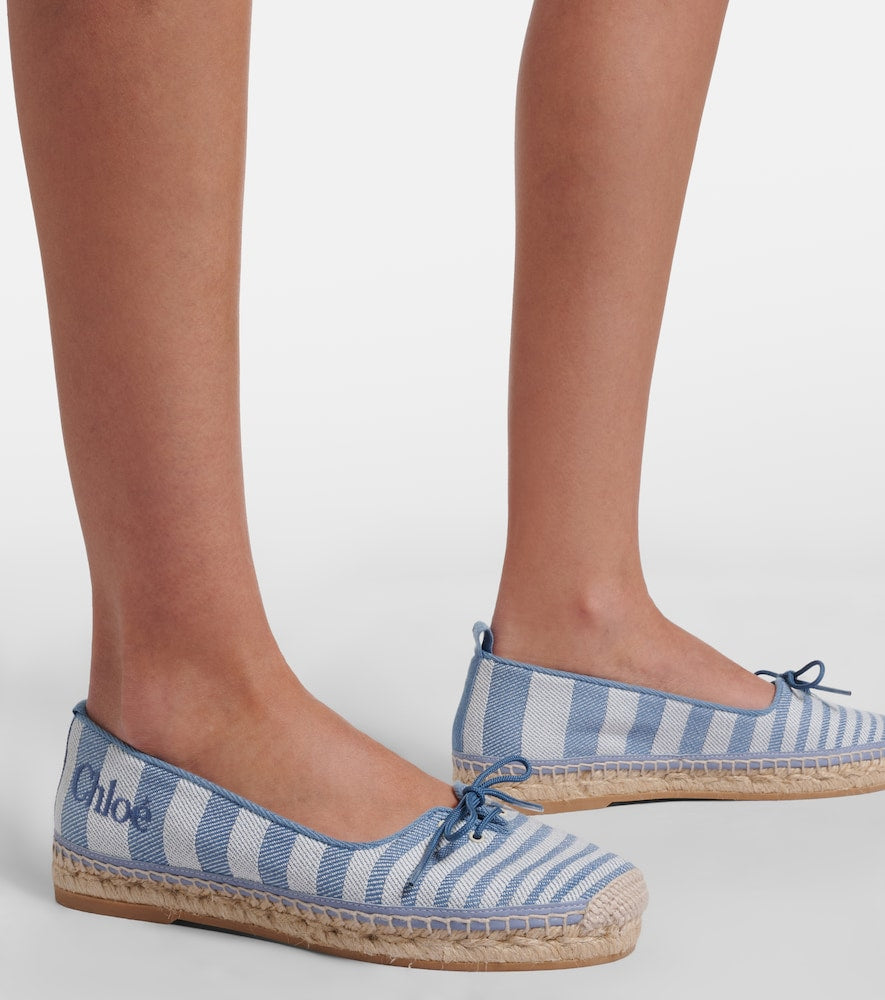 Chloe Isla striped canvas espadrilles - Blue Flat Espadrilles