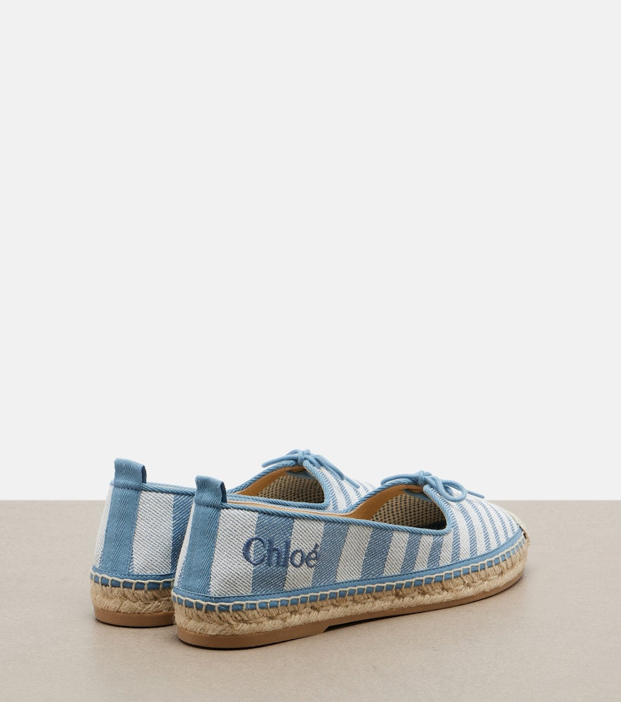 Chloe Isla striped canvas espadrilles - Blue Flat Espadrilles