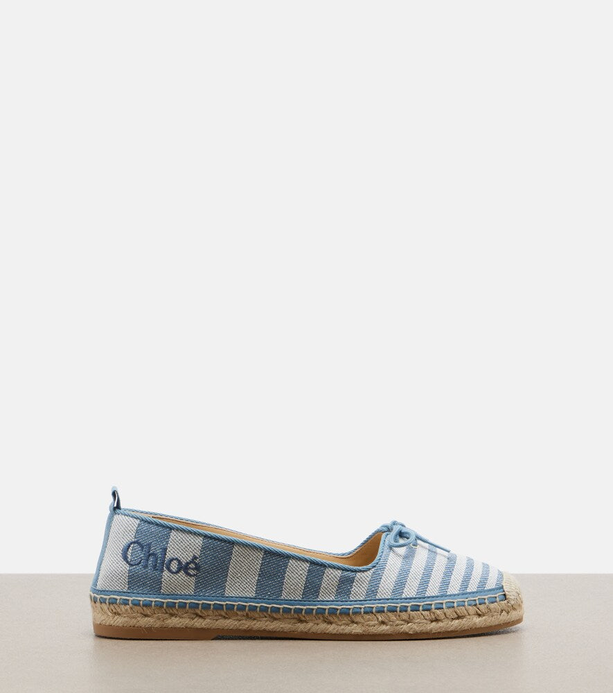Chloe Isla striped canvas espadrilles - Blue Flat Espadrilles