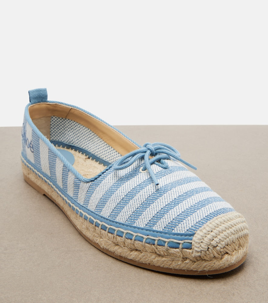 Chloe Isla striped canvas espadrilles - Blue Flat Espadrilles