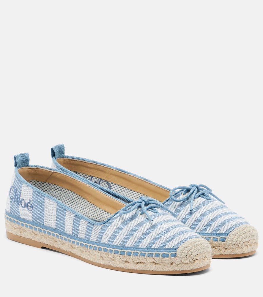 Chloe Isla striped canvas espadrilles - Blue Flat Espadrilles