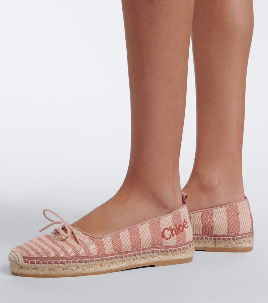 Pink Chloe Isla striped canvas espadrilles - Flat Espadrilles