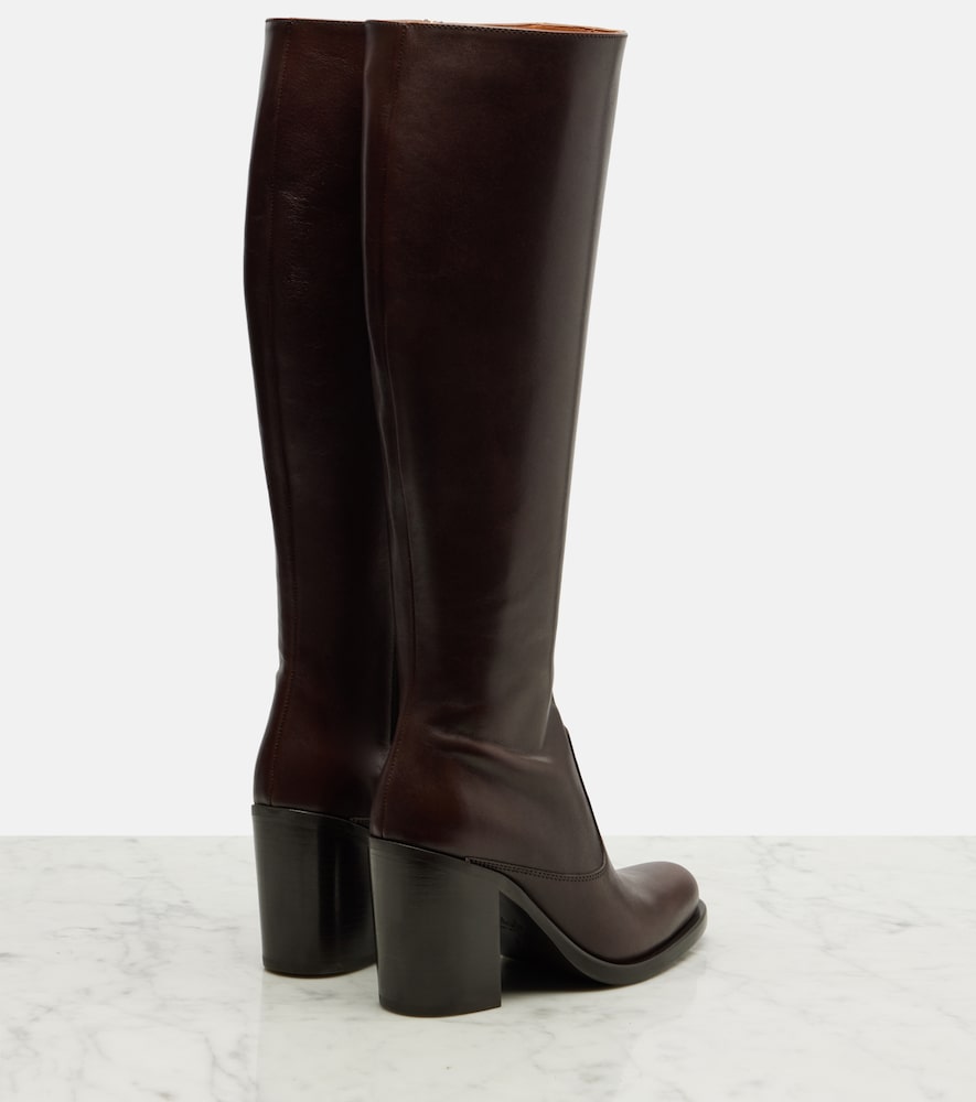 Chloe Leather knee-high boots in Brown - Mid Heel Boots
