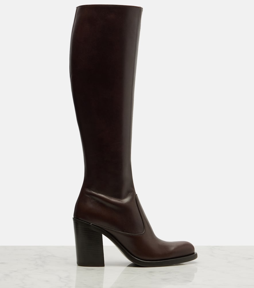 Chloe Leather knee-high boots in Brown - Mid Heel Boots