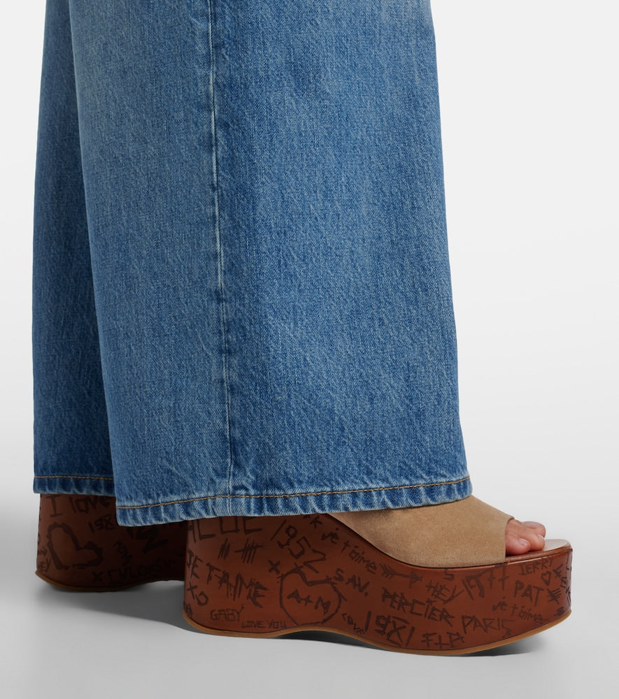 Chloe Maxime 80 suede wedge sandals - Beige Heeled Sandals