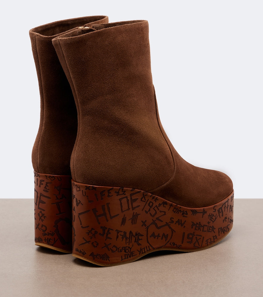 Brown Chloe Maxime suede mid-calf boots - Ankle Boots