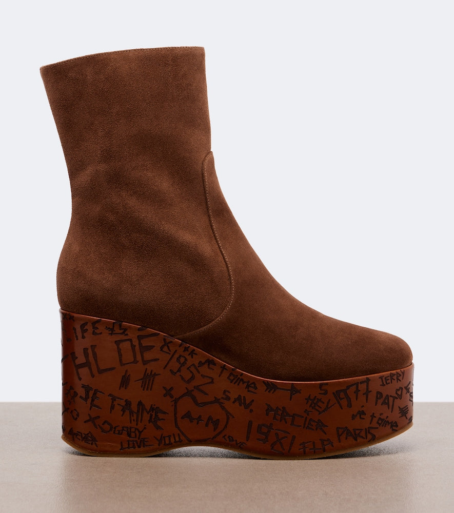 Brown Chloe Maxime suede mid-calf boots - Ankle Boots