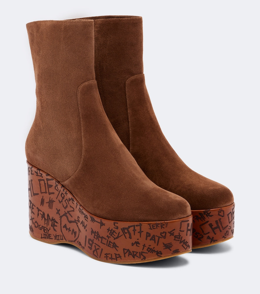 Brown Chloe Maxime suede mid-calf boots - Ankle Boots