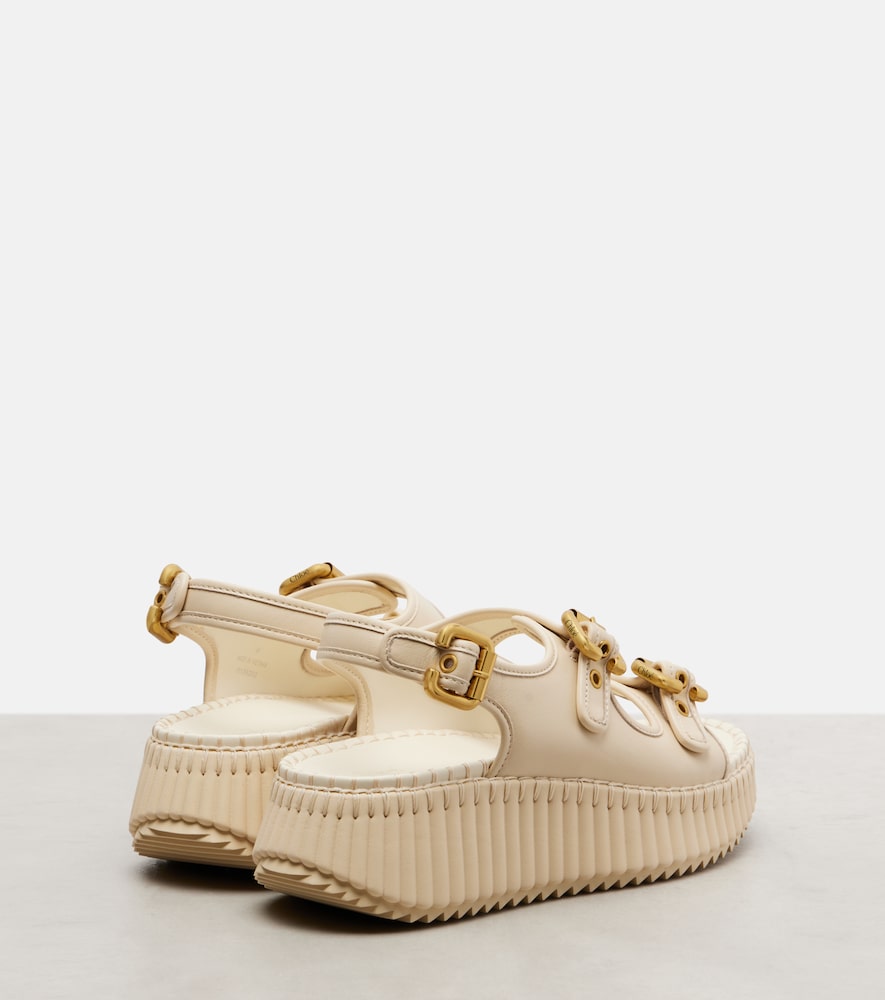 Chloe Nama leather platform sandals - White Flat Sandals