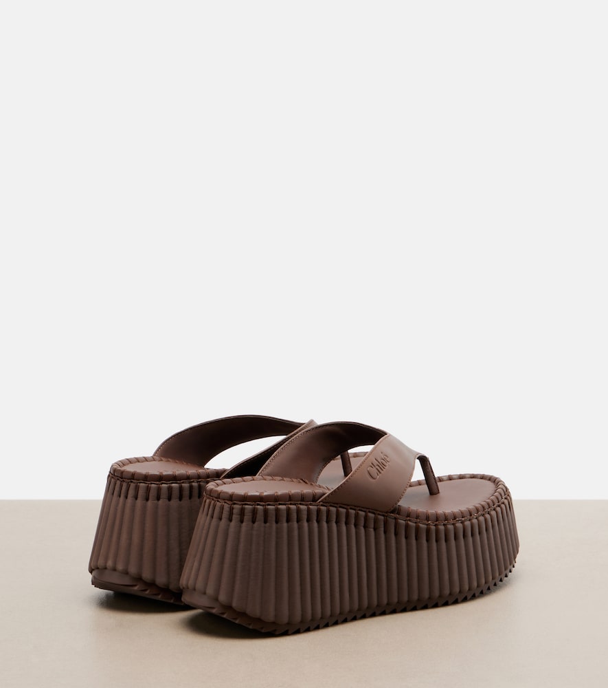 Chloe Nama leather platform thong sandals - Brown Heeled Sandals