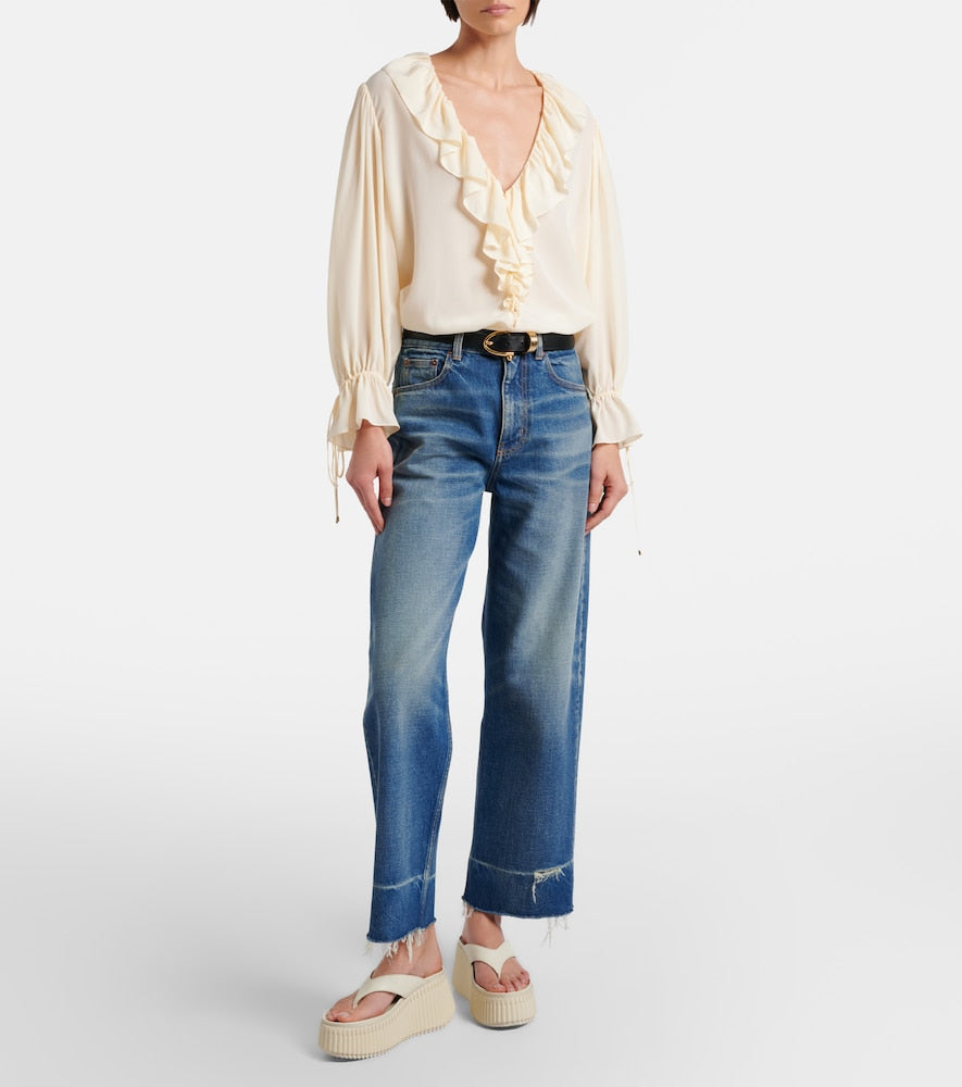Chloe Nama leather platform thong sandals - White Heeled Sandals