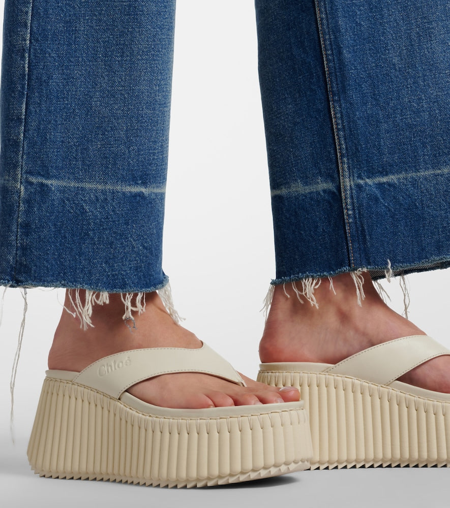 Chloe Nama leather platform thong sandals - White Heeled Sandals
