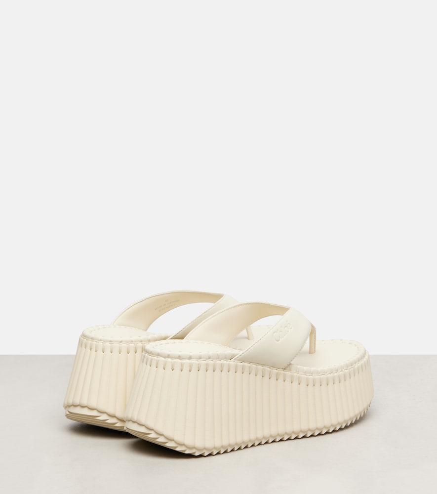 Chloe Nama leather platform thong sandals - White Heeled Sandals