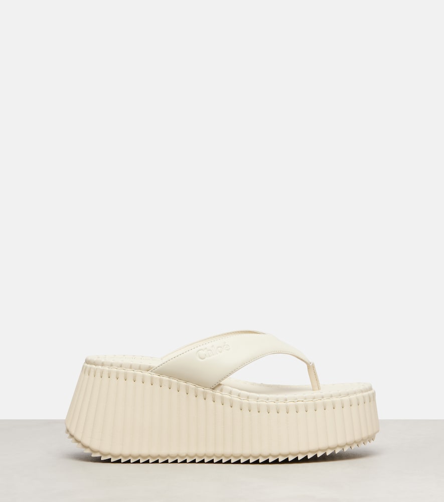 Chloe Nama leather platform thong sandals - White Heeled Sandals