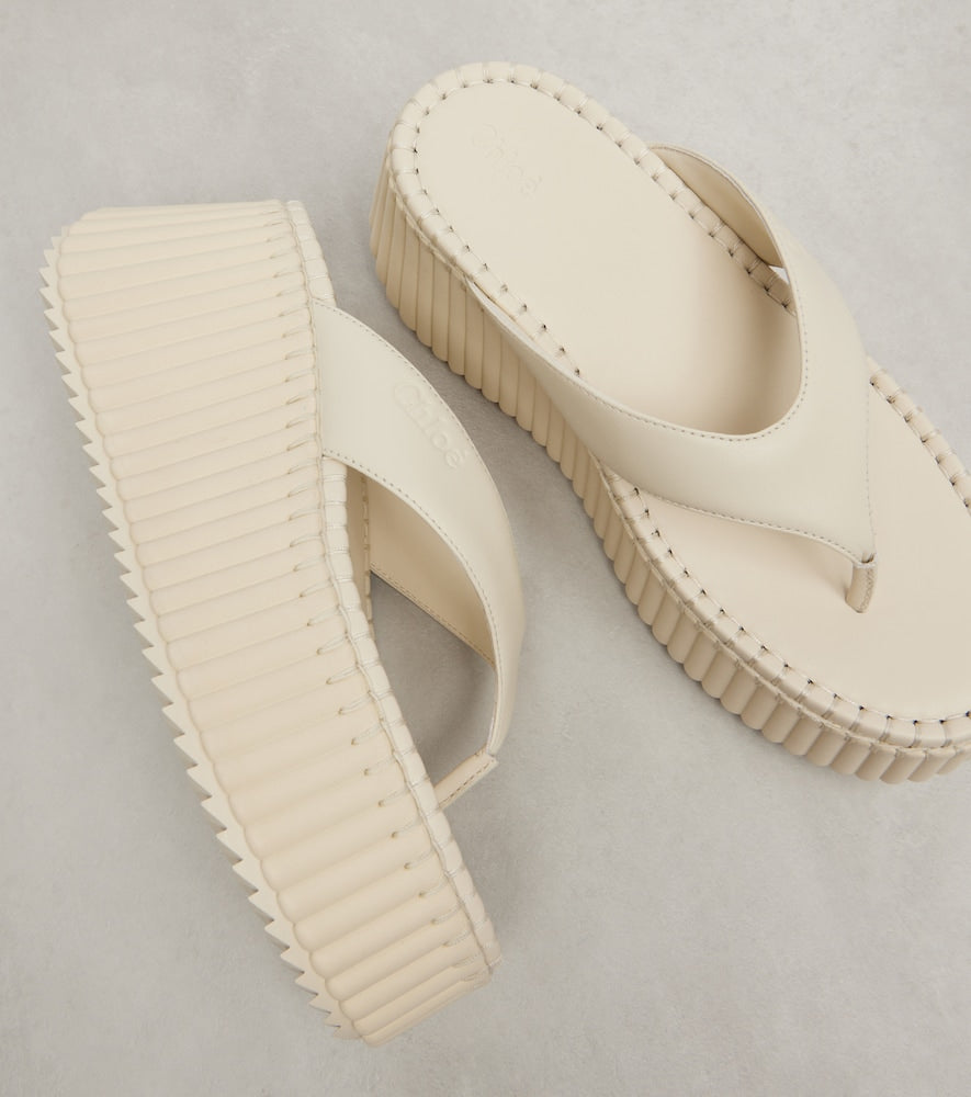 Chloe Nama leather platform thong sandals - White Heeled Sandals