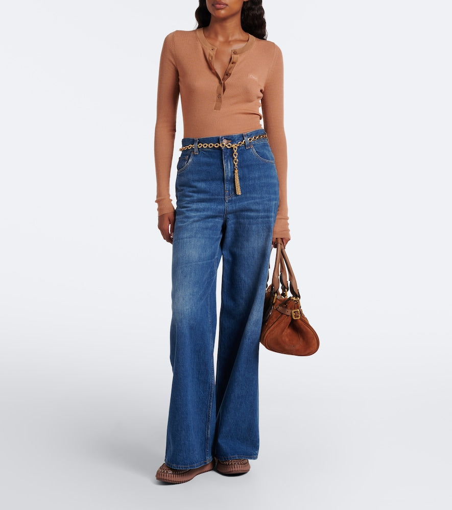 Chloe Nama leather-trimmed platform sneakers - Brown Low-Top Sneakers