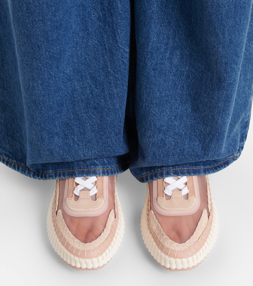 Chloe Nama leather-trimmed platform sneakers in Pink - Low-Top Sneakers
