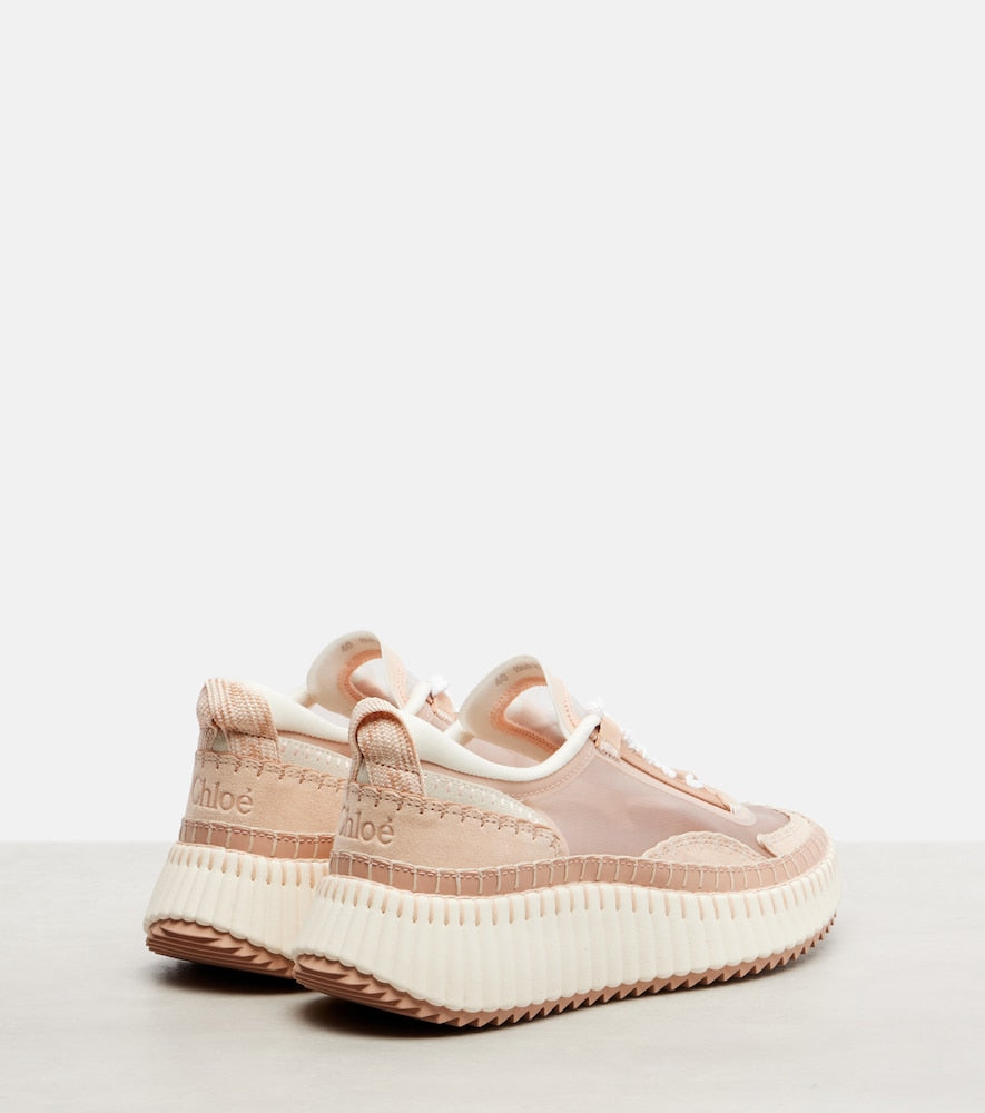 Chloe Nama leather-trimmed platform sneakers in Pink - Low-Top Sneakers