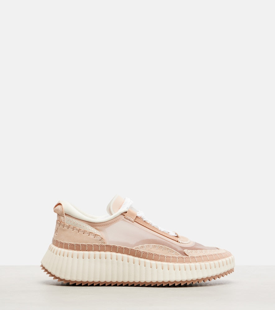 Chloe Nama leather-trimmed platform sneakers in Pink - Low-Top Sneakers