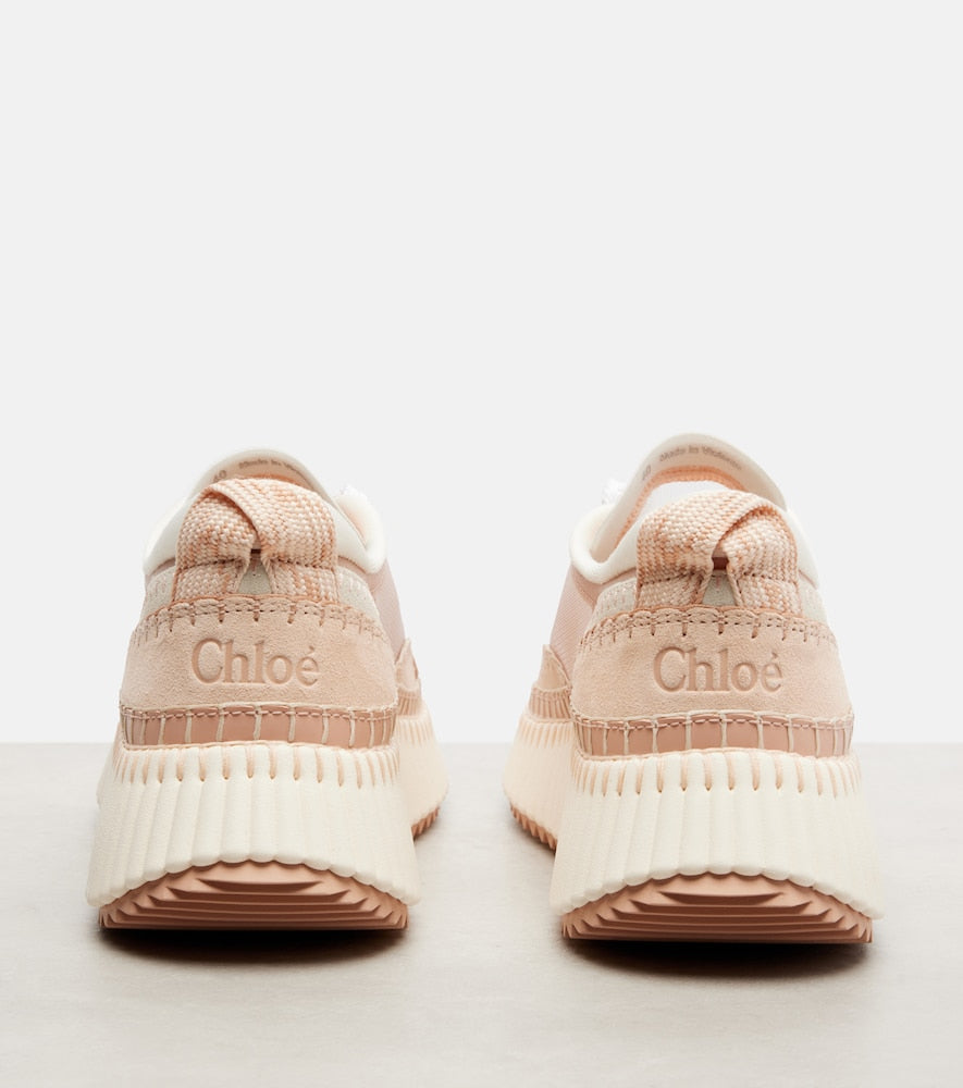 Chloe Nama leather-trimmed platform sneakers in Pink - Low-Top Sneakers