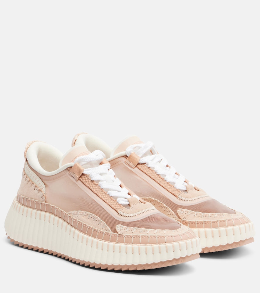 Chloe Nama leather-trimmed platform sneakers in Pink - Low-Top Sneakers