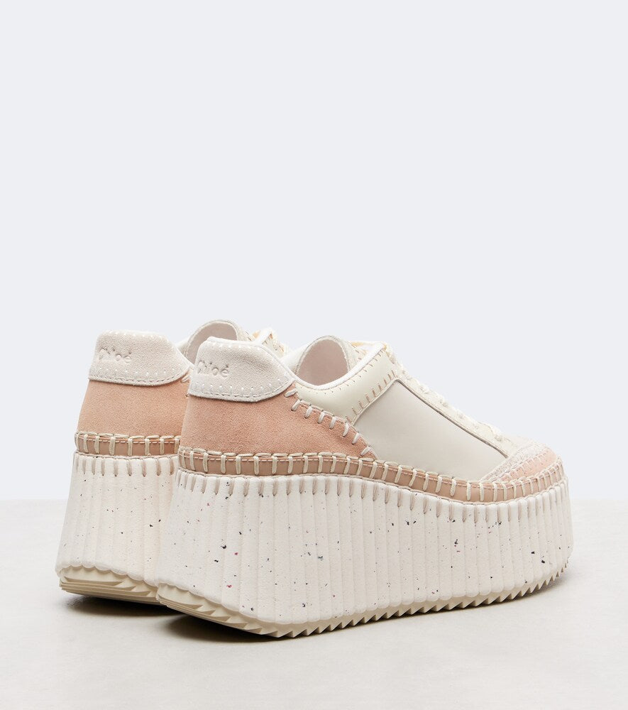 Chloe Nama leather wedge sneakers - Beige Low-Top Sneakers