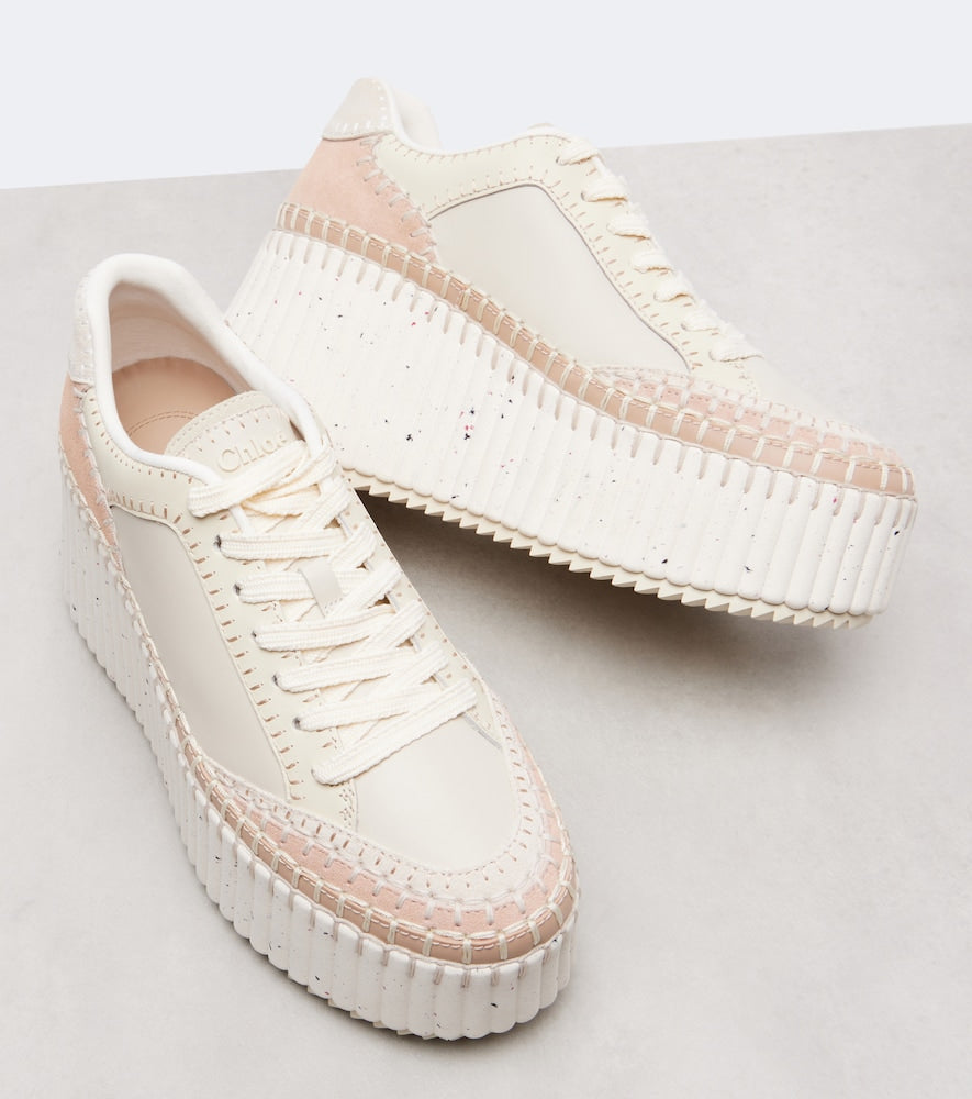 Chloe Nama leather wedge sneakers - Beige Low-Top Sneakers