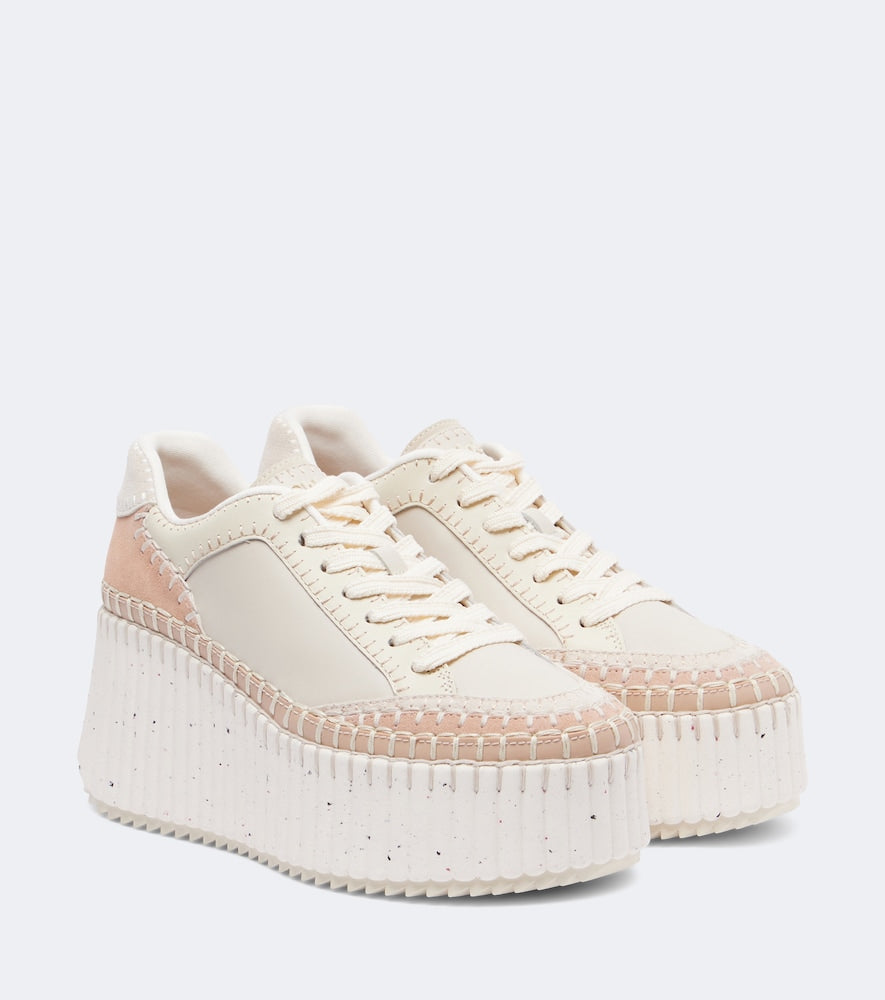 Chloe Nama leather wedge sneakers - Beige Low-Top Sneakers