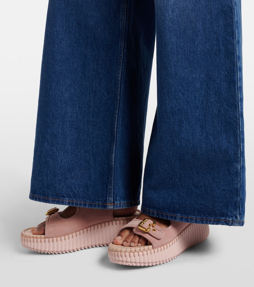 Chloe Nama suede platform sandals in Pink - Flat Sandals
