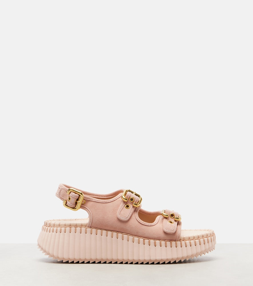 Chloe Nama suede platform sandals in Pink - Flat Sandals