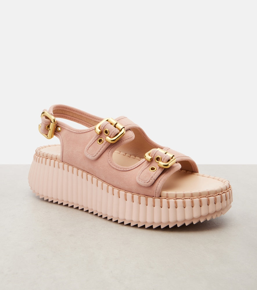 Chloe Nama suede platform sandals in Pink - Flat Sandals