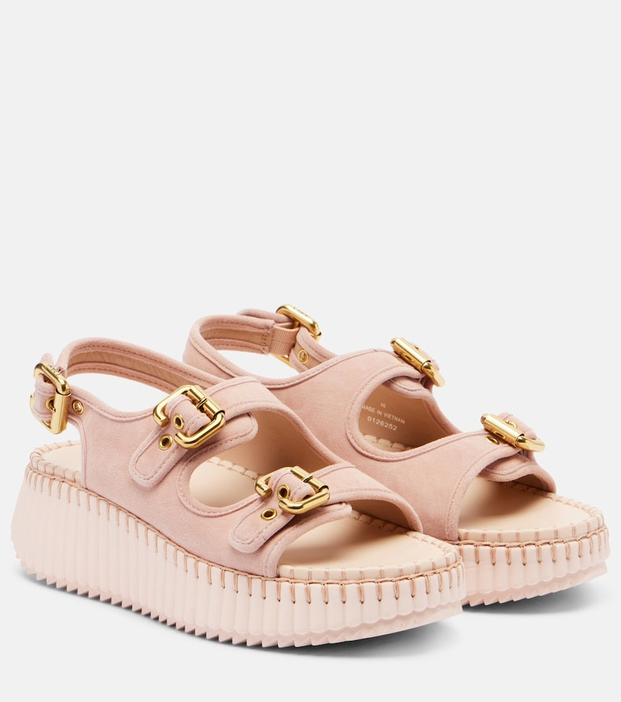 Chloe Nama suede platform sandals in Pink - Flat Sandals