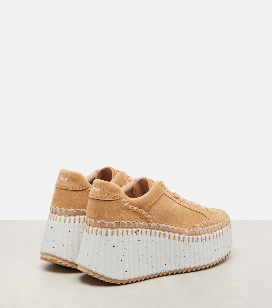 Beige Chloe Nama suede platform sneakers - Low-Top Sneakers