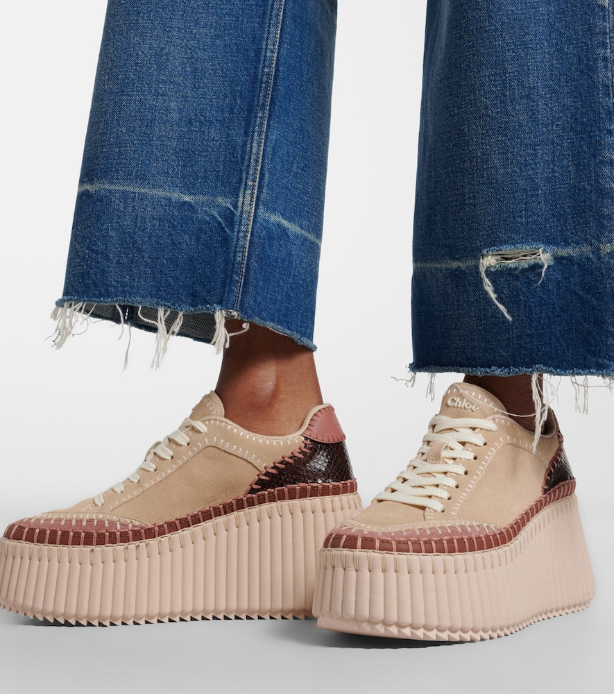 Beige Chloe Nama suede platform sneakers - Low-Top Sneakers