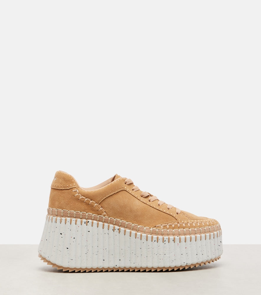 Beige Chloe Nama suede platform sneakers - Low-Top Sneakers